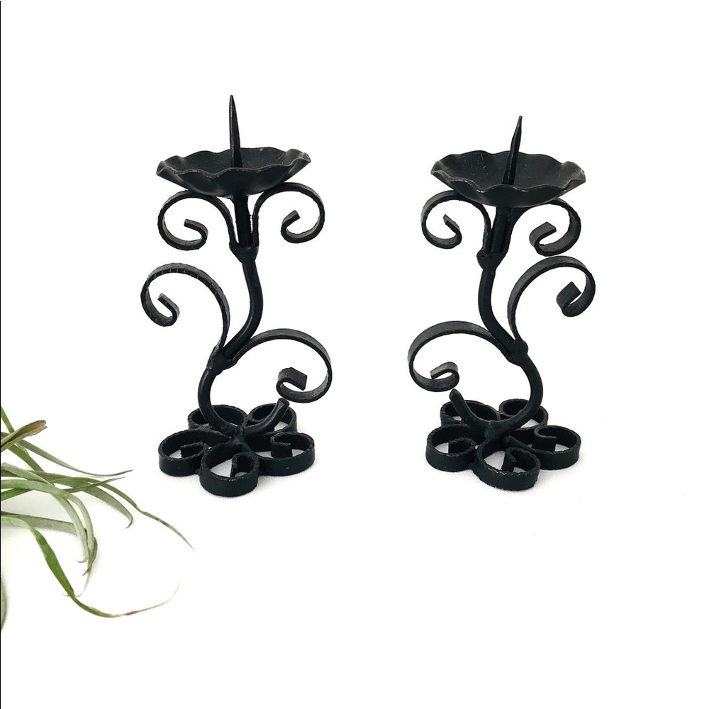 Vintage wrought iron candle holders